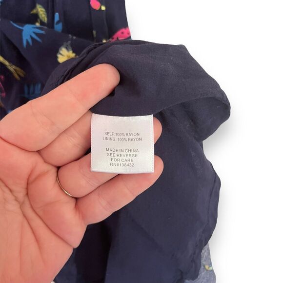 ModCloth Navy Blue Cafe Au Soleil Tropical Birds Sleeveless Dress Size XS - Picture 7 of 11